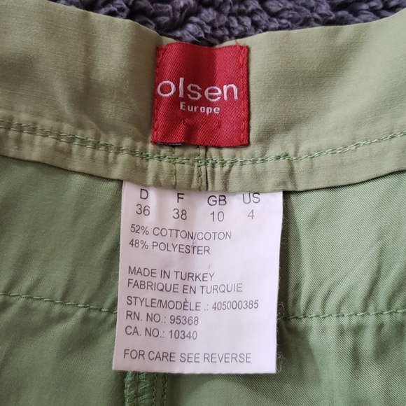 Sigrid Olsen wide leg pants in dark sage color - Picture 4 of 7